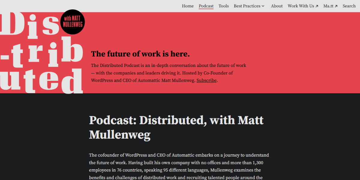 Distributed, with Matt Mullenweg - Podcast