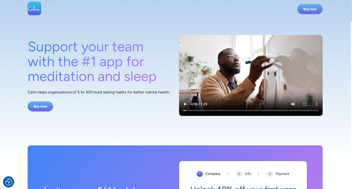 Calm homepage