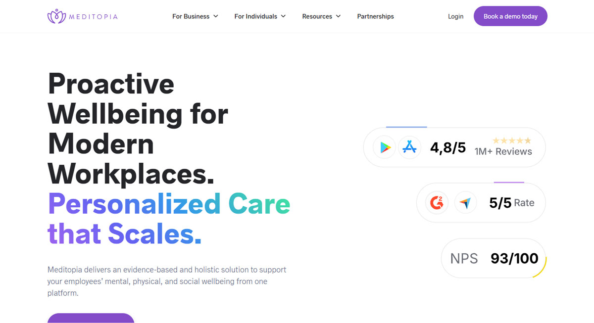 Meditopia landing page