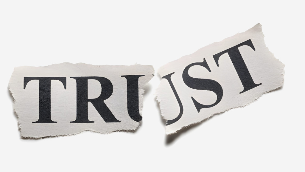 Shattered Trust Broken trust symbol representing loss of confidence or integrity