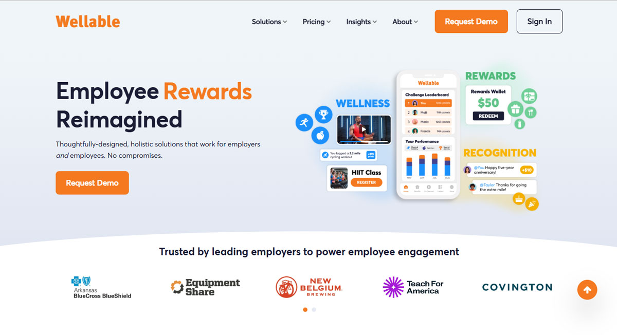 Wellable homepage