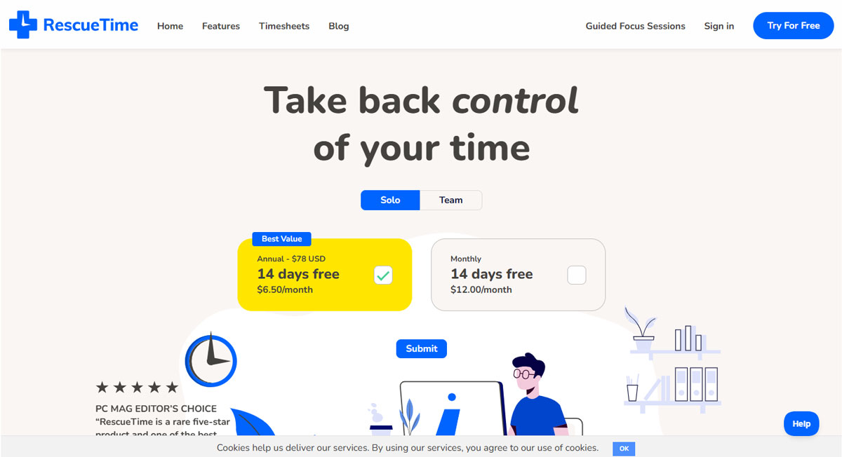 RescueTime interface