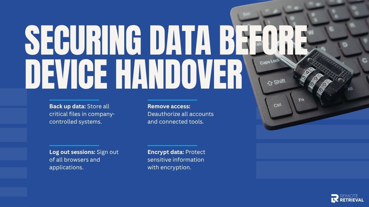 Securing data before device handover